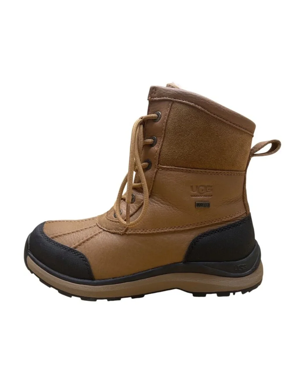 UGG Men’s Brown & Black Leather Suede Waterproof Lace-Up Winter Boots Size 7.5